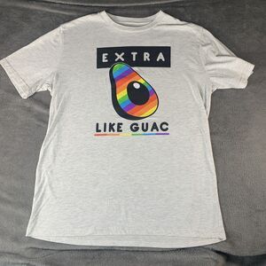 Mad Engine Extra Like Guac Pride Shirt Light Grey Rainbow Large Unisex M-2215